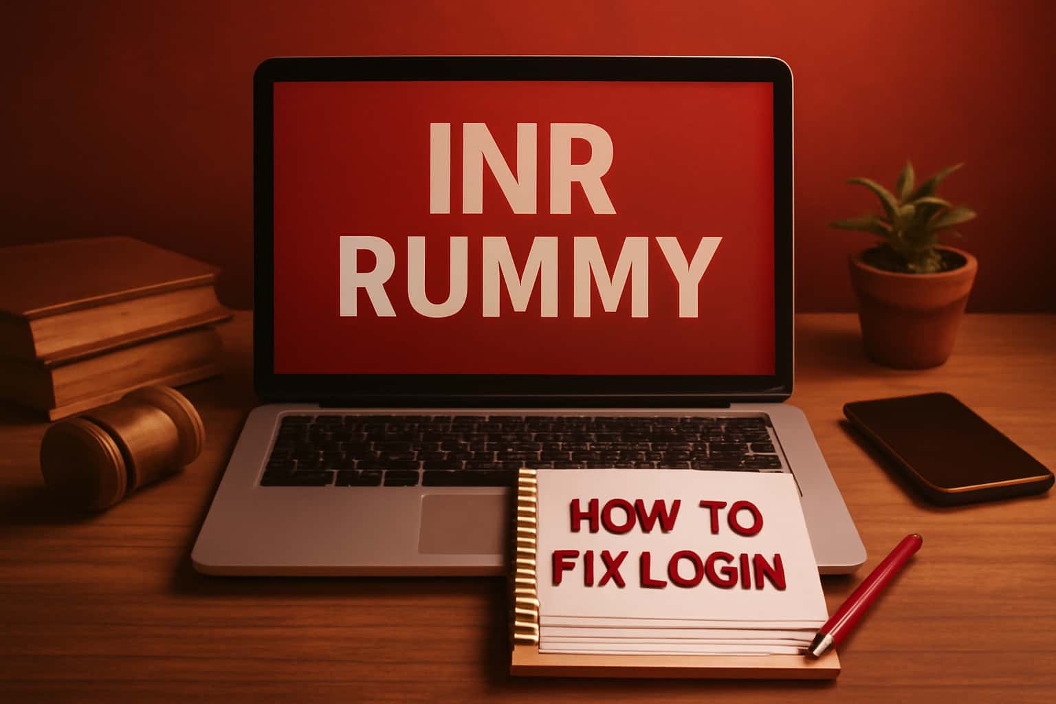 An informative illustration depicting troubleshooting steps for logging into INR Rummy.