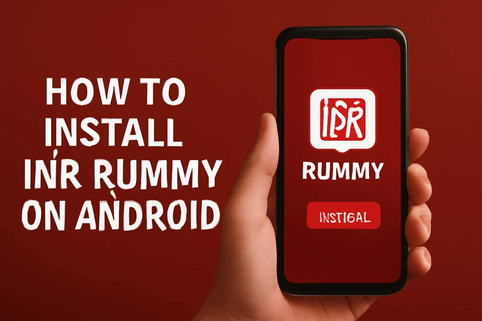 Informational scene depicting the installation process for INR Rummy on Android.