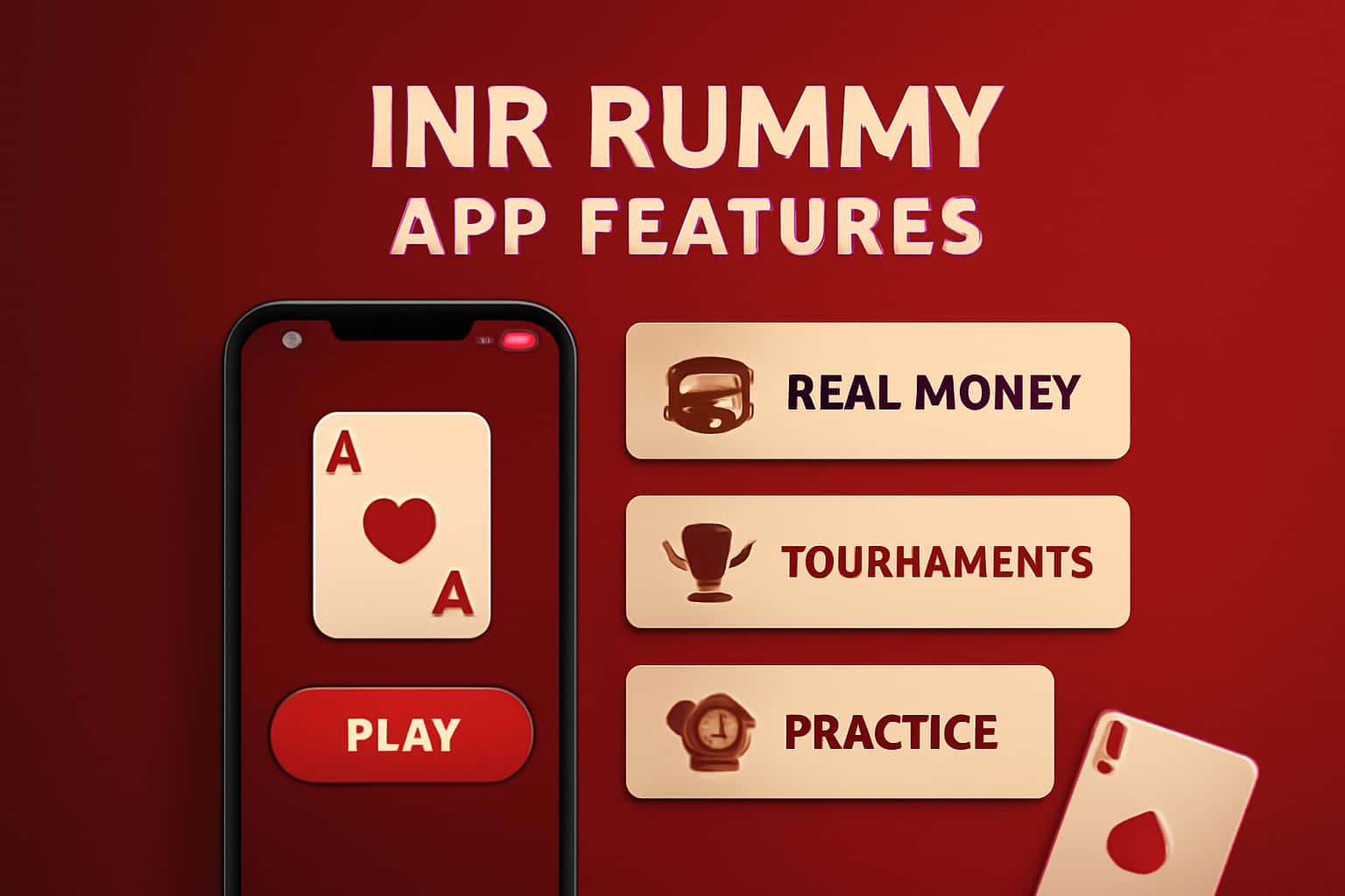 An informational image on INR Rummy App features with a sleek design.