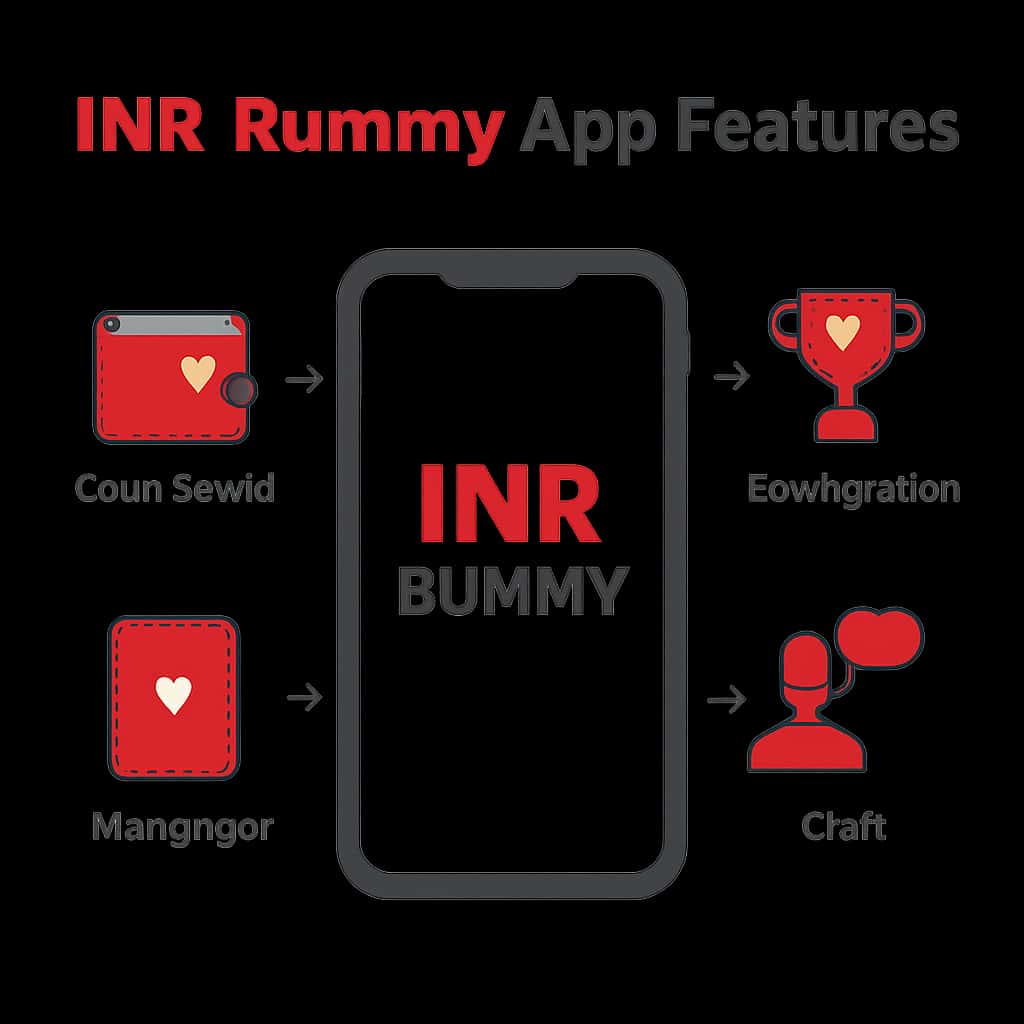 An educational diagram illustrating INR Rummy App features.