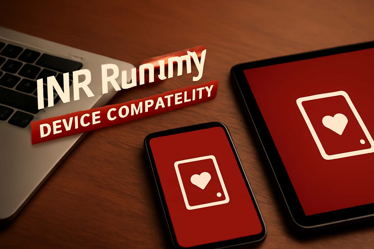An informational scene about INR Rummy device compatibility.