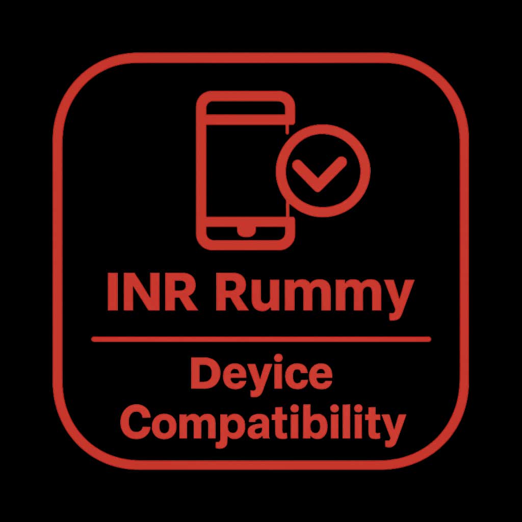 A badge design indicating INR Rummy Device Compatibility.