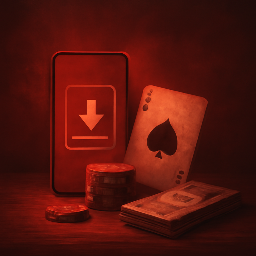 Illustration detailing the installation steps for INR Rummy on iOS.