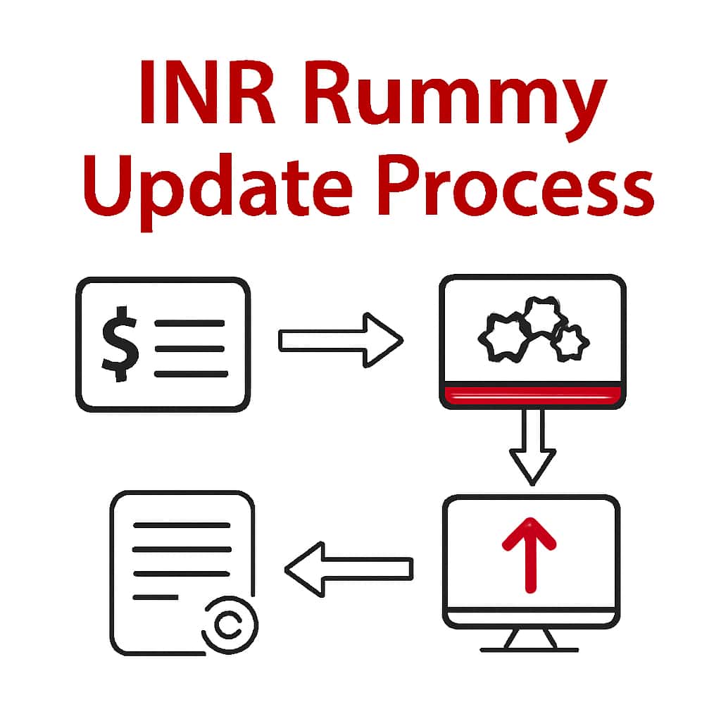 An educational diagram detailing the INR Rummy update process.