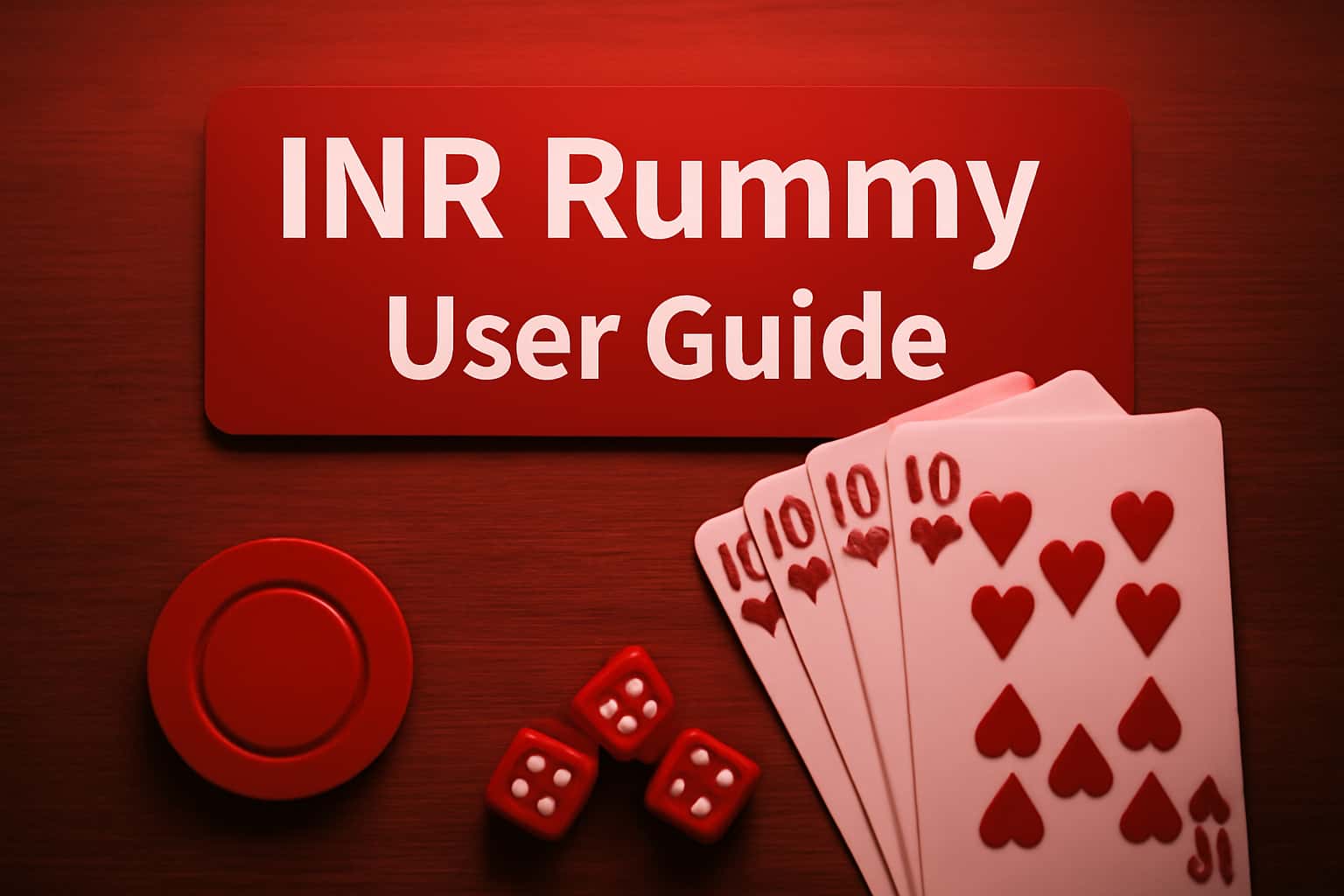 An informational scene showcasing the INR Rummy User Guide with a modern design and clear text.