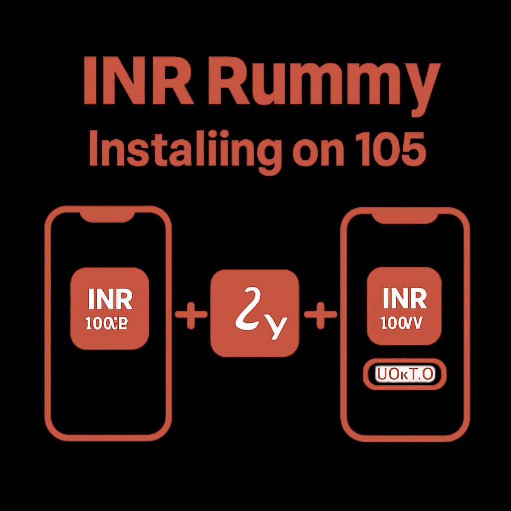 Illustration detailing the installation steps for INR Rummy on iOS.