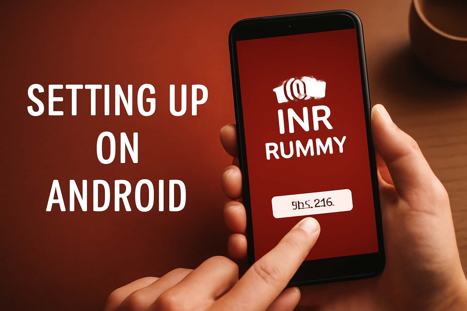 An informative graphic illustrating the process of setting up INR Rummy on Android.