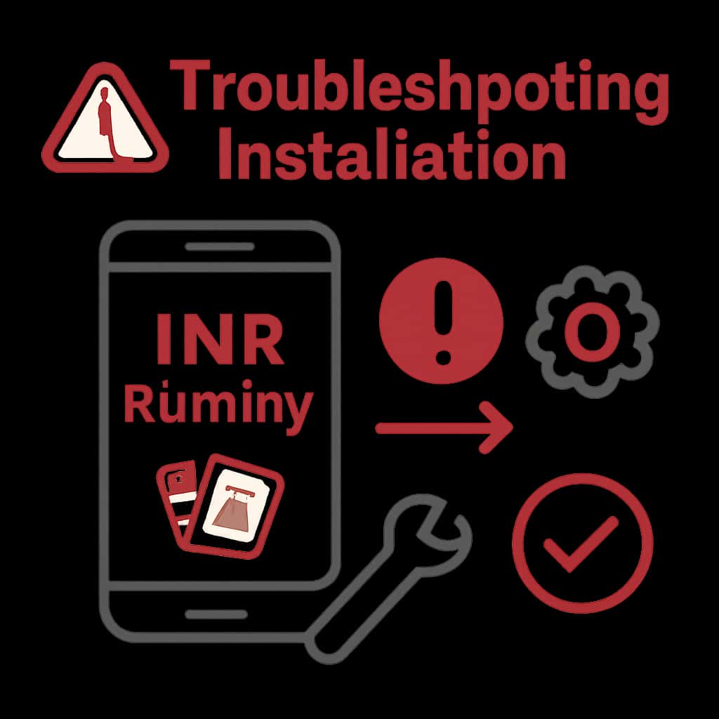 Diagram illustrating troubleshooting steps for INR Rummy Installation.