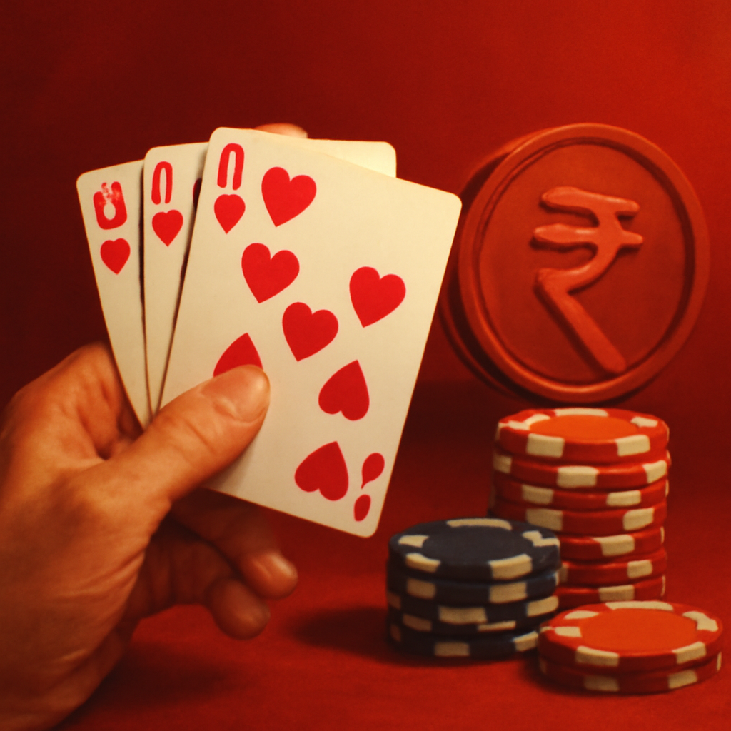 A badge design indicating INR Rummy Device Compatibility.