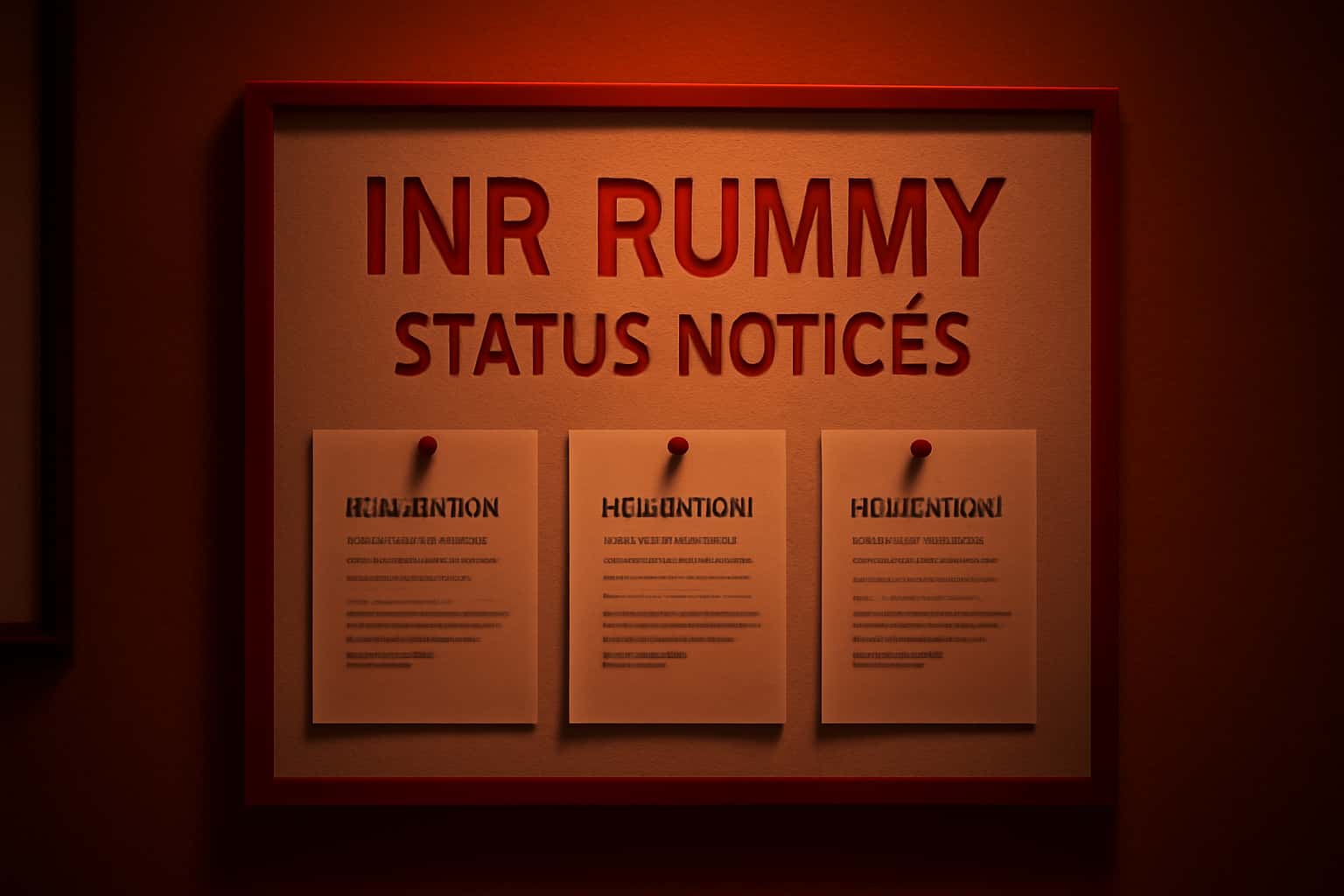 An informational graphic illustrating INR Rummy Status Notices with text clearly displayed.