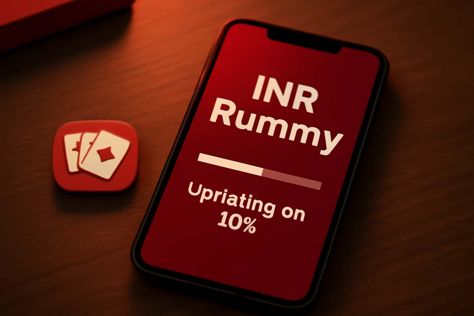 Informative visual about updating INR Rummy on iOS with relevant text.